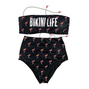 Victoria's Secret Black Flamingo Bikini Set Small Bikini Life Summer Swimwear